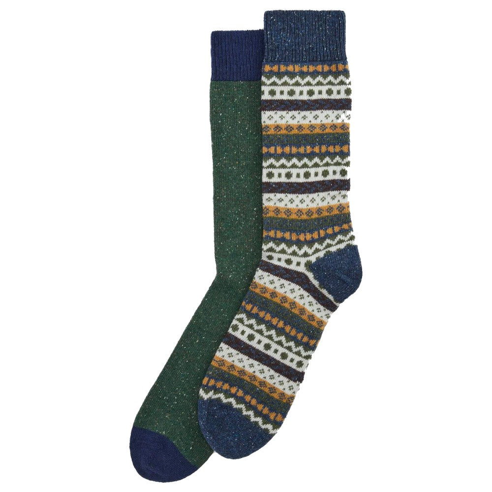 Barbour Mens Fairisle Socks 2 Pack Classic Mix