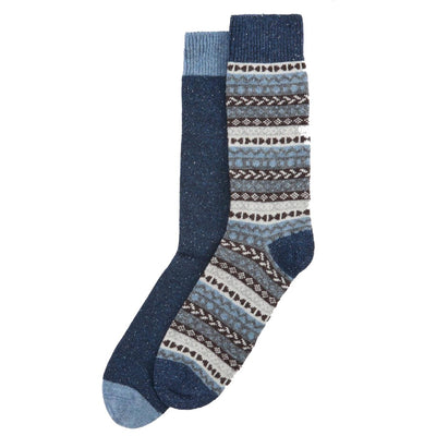 Barbour Mens Fairisle Socks 2 Pack Midnight Oak Mix