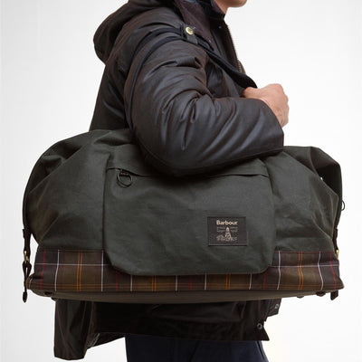 Barbour Field Wax Holdall Sage / Classic Tartan