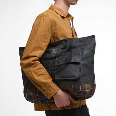 Barbour Field Wax Tote Bag Sage / Classic Tartan