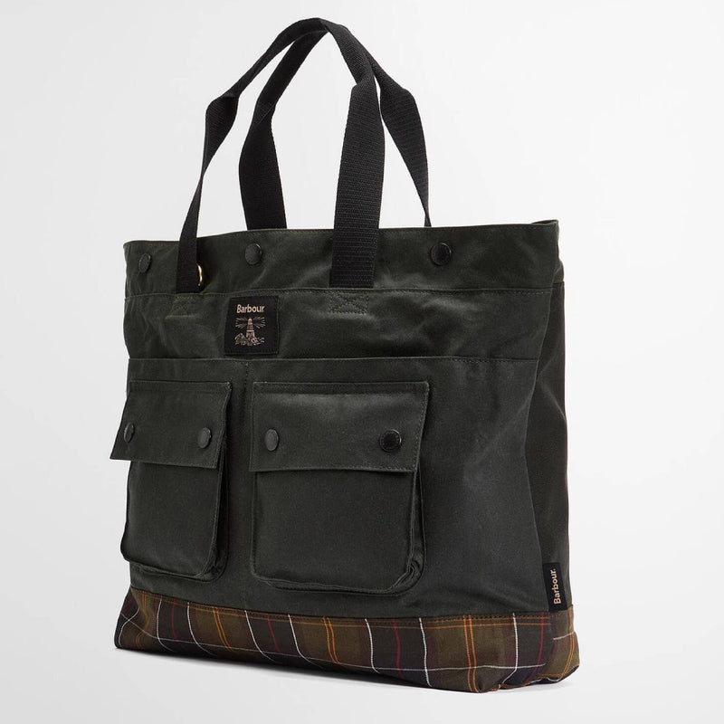 Barbour Field Wax Tote Bag Sage / Classic Tartan