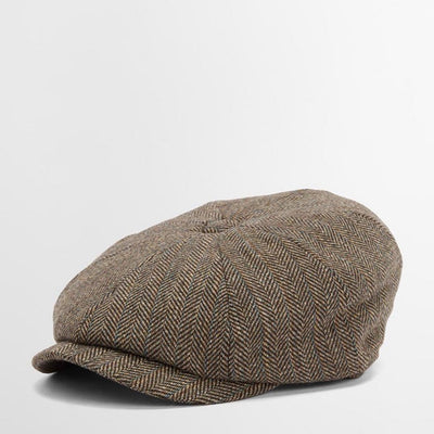 Barbour Fyne Tweed Baker Boy Cap Brown