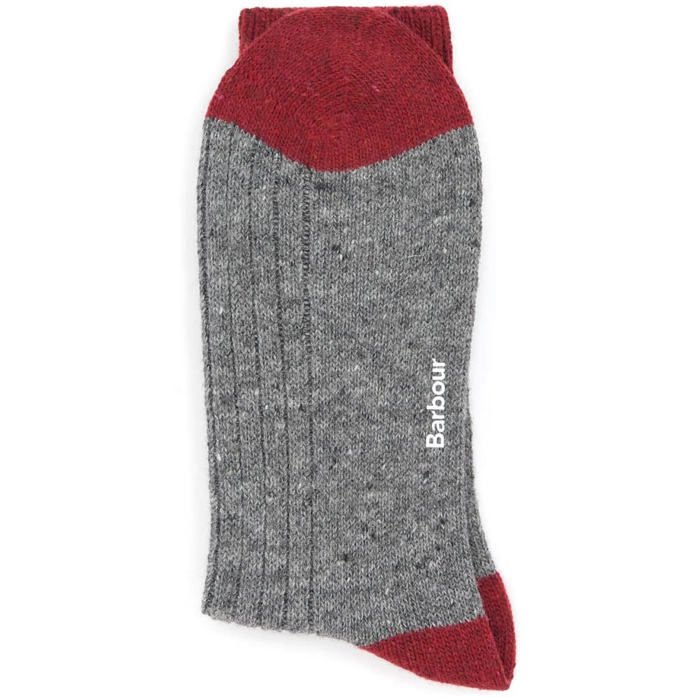 Barbour Houghton Socks Mid Grey / Red