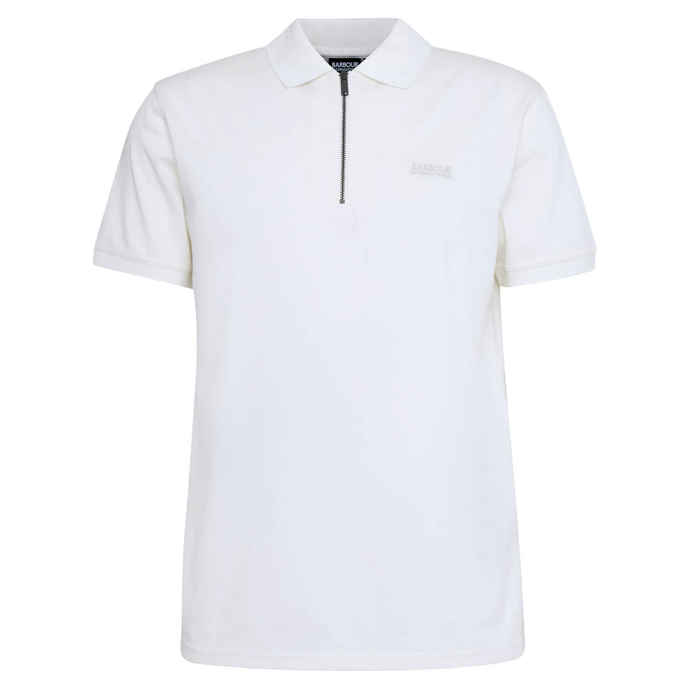 Barbour International Chapter Jaquard Texture Polo Shirt Whisper White