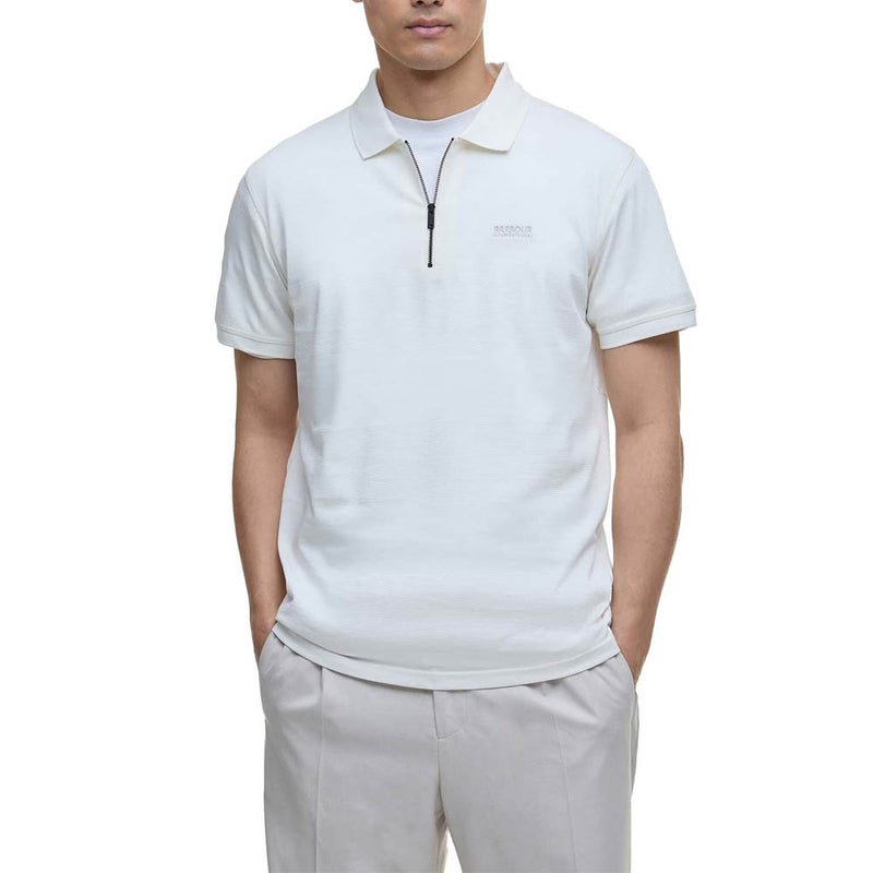 Barbour International Chapter Jaquard Texture Polo Shirt Whisper White