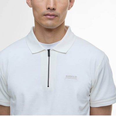 Barbour International Chapter Jaquard Texture Polo Shirt Whisper White