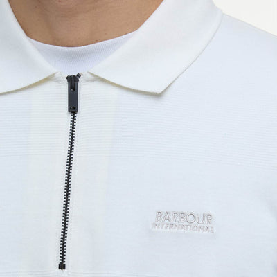 Barbour International Chapter Jaquard Texture Polo Shirt Whisper White