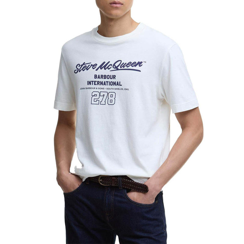 Barbour International Colman Steve McQueen Graphic T-Shirt Whisper White