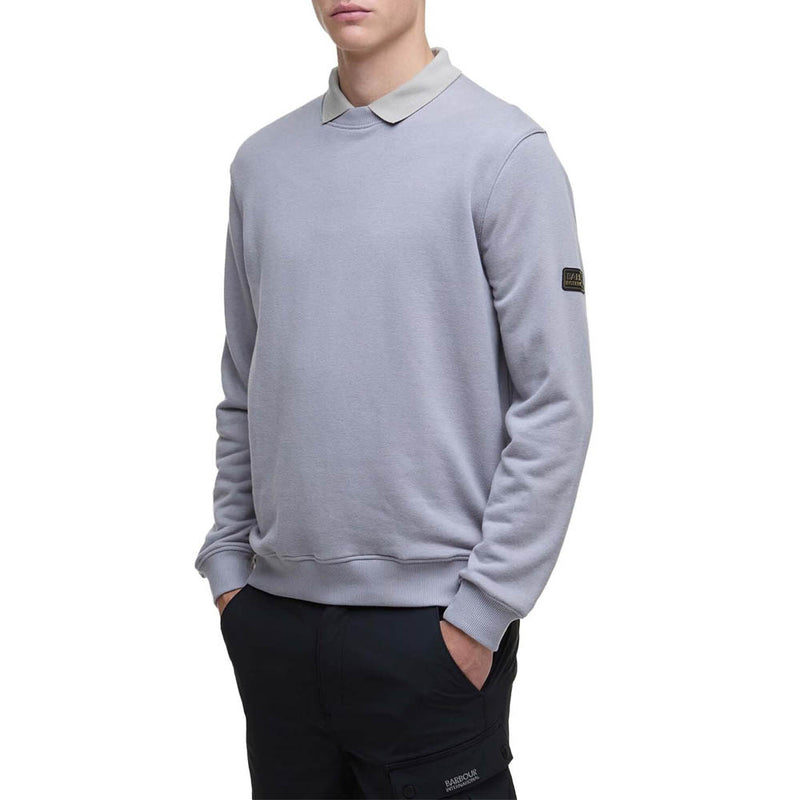 Barbour International Outline Badge Crew Pale Slate