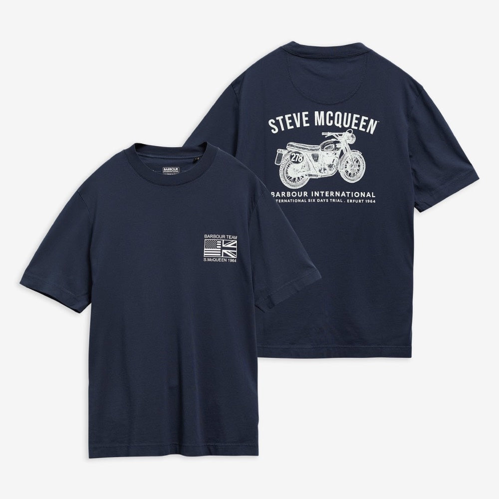 Barbour International Steve McQueen Grange Graphic T-Shirt Navy