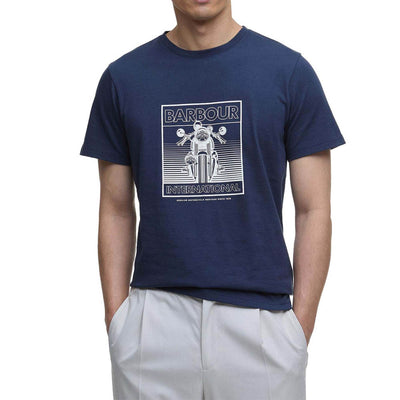 Barbour International Track Graphic T-Shirt Navy