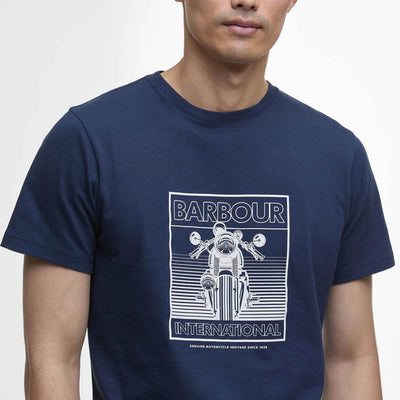 Barbour International Track Graphic T-Shirt Navy
