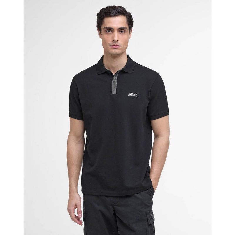 Barbour International Baynes Knit Placket Polo Shirt Black