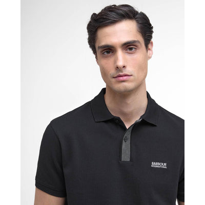 Barbour International Baynes Knit Placket Polo Shirt Black