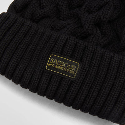 Barbour International Drift Cable Beanie Hat Black