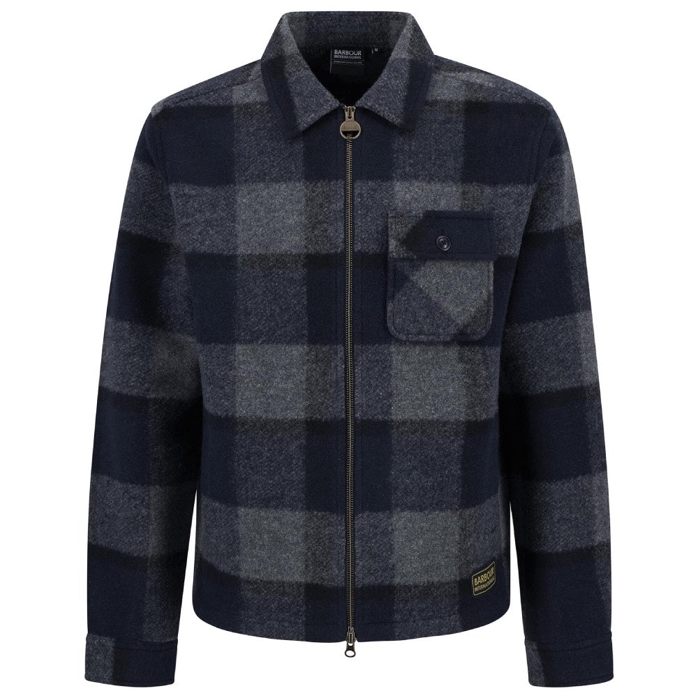 Barbour International Hailwood Tartan Fleece Overshirt Navy