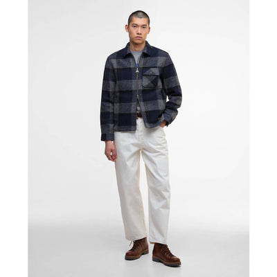 Barbour International Hailwood Tartan Fleece Overshirt Navy