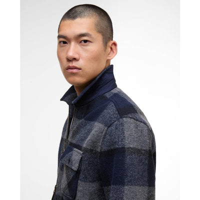 Barbour International Hailwood Tartan Fleece Overshirt Navy