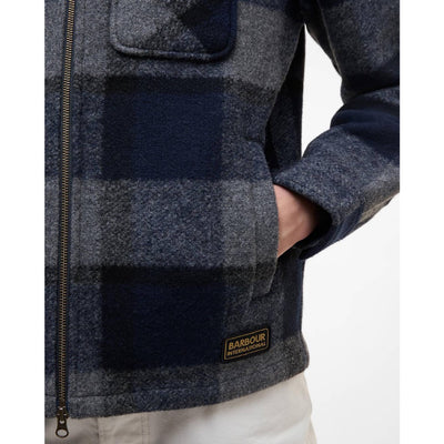 Barbour International Hailwood Tartan Fleece Overshirt Navy