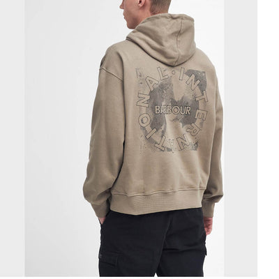 Barbour International Mapped Graphic Oversized Hoodie Timberwolf