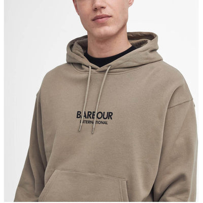 Barbour International Mapped Graphic Oversized Hoodie Timberwolf