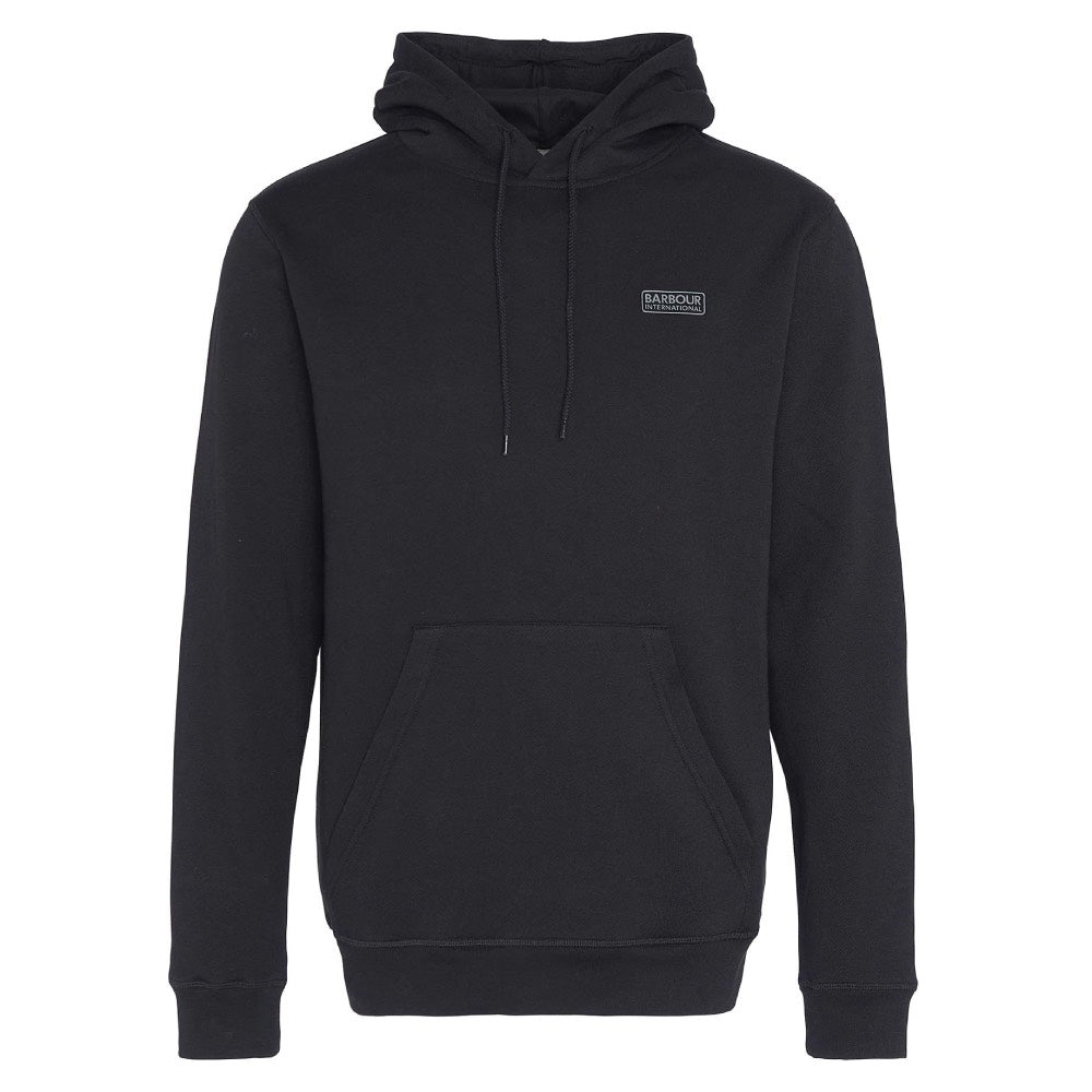 Barbour International Small Logo Hoodie Black and Pewter