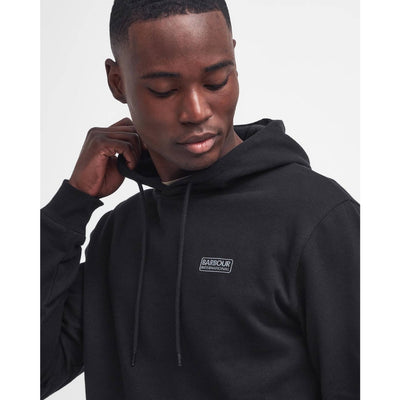 Barbour International Small Logo Hoodie Black and Pewter