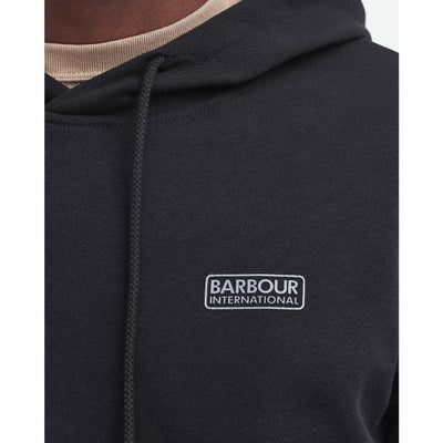 Barbour International Small Logo Hoodie Black and Pewter