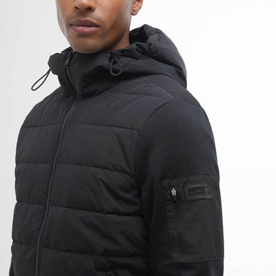 Barbour International Stanley Hooded Quilted Sweatshirt Black