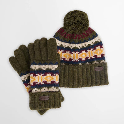 Barbour Men's Kane Beanie & Gloves Gift Set Dark Olive