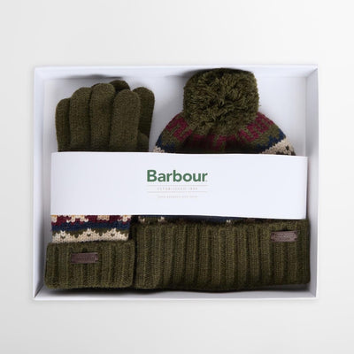 Barbour Men's Kane Beanie & Gloves Gift Set Dark Olive