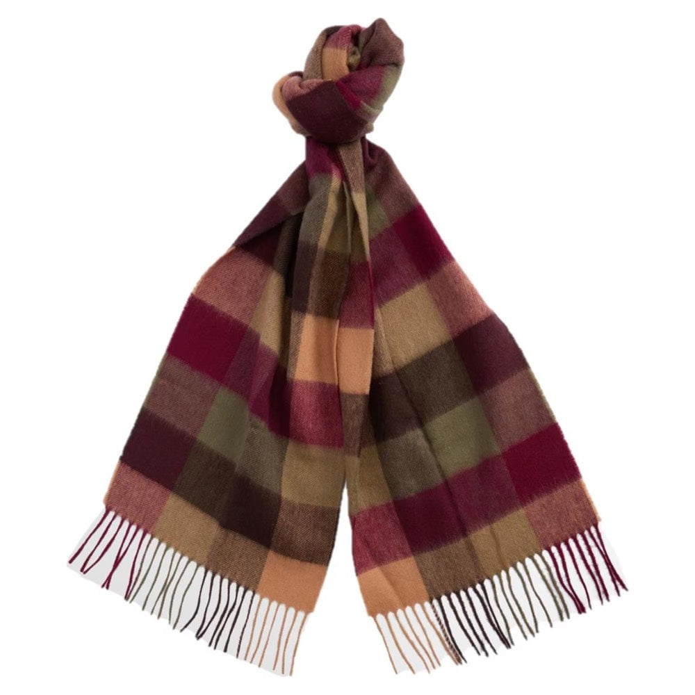 Barbour Large Tattersall Lambswool Scarf Tawny Port
