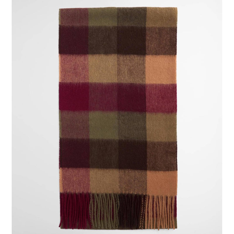 Barbour Large Tattersall Lambswool Scarf Tawny Port