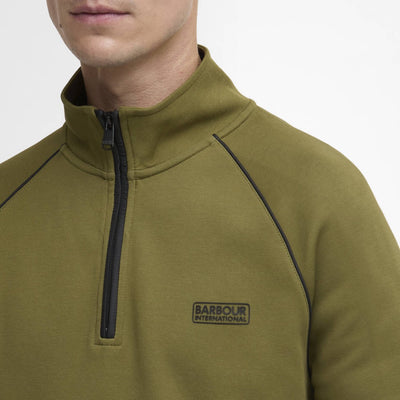 Barbour International Markford Quarter-Zip Jumper Cable Olive