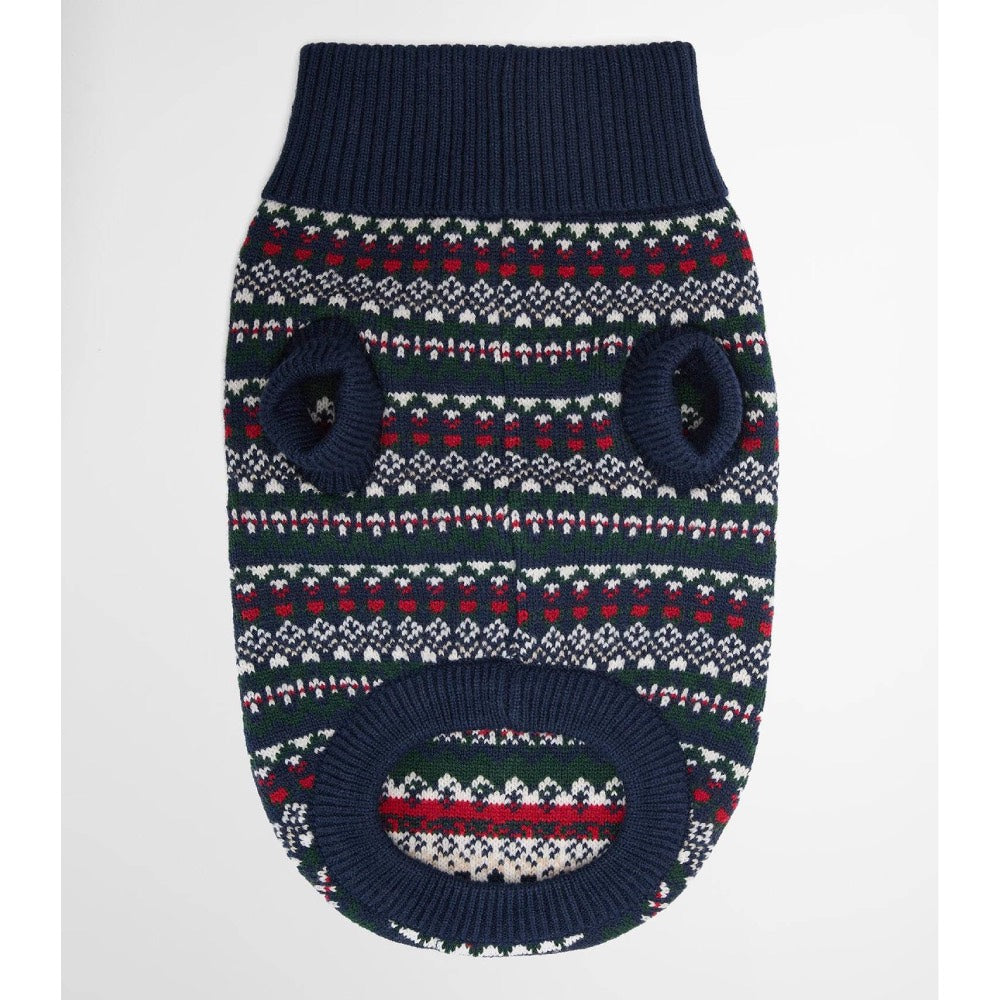Barbour Marlow Fairisle Dog Jumper Navy Festive