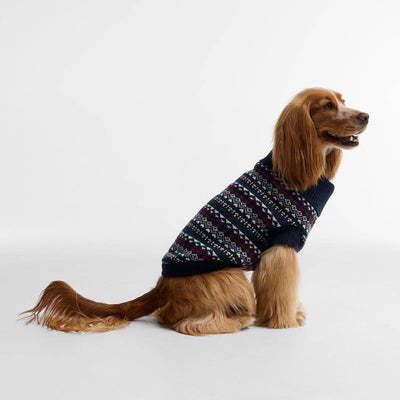 Barbour Marlow Fairisle Dog Jumper Navy Festive