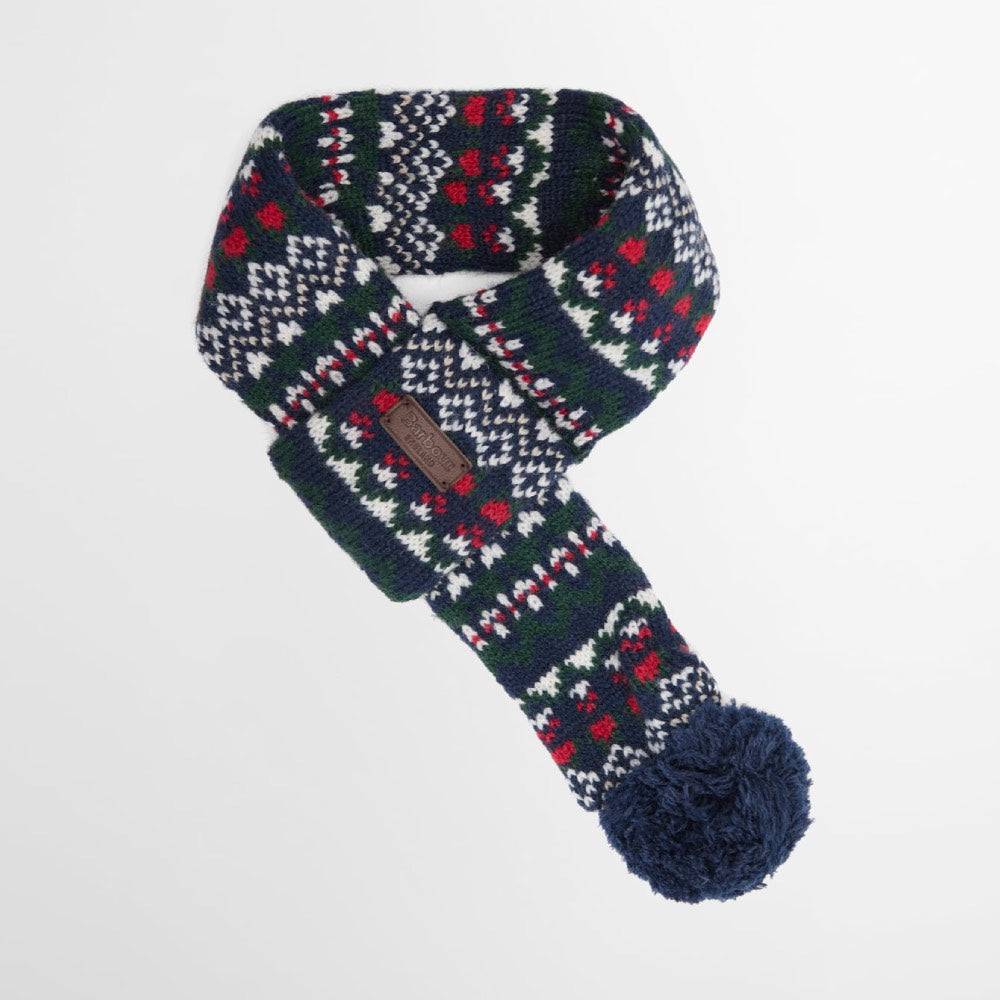 Barbour Marlow Fair Isle Dog Scarf Navy Festive
