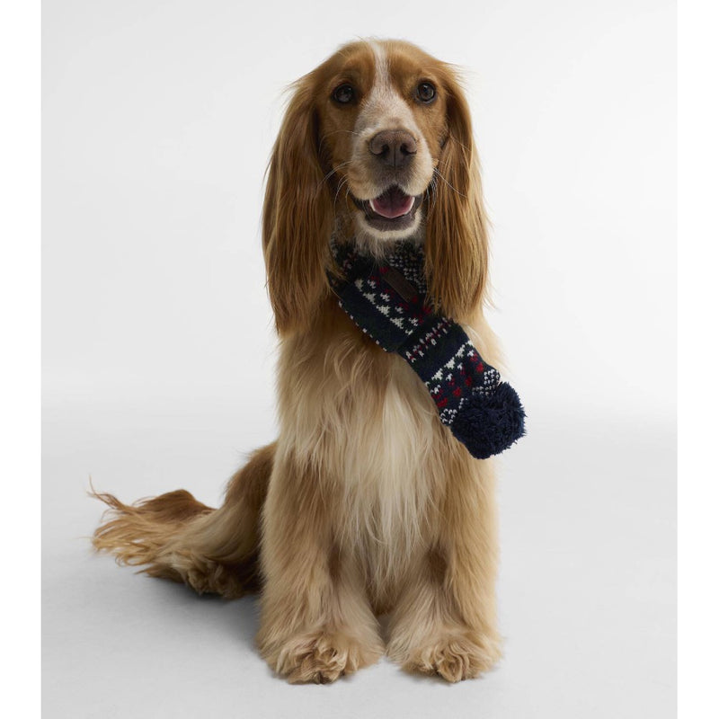 Barbour Marlow Fair Isle Dog Scarf Navy Festive