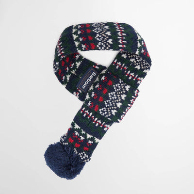 Barbour Marlow Fair Isle Dog Scarf Navy Festive