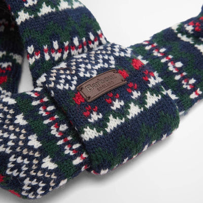 Barbour Marlow Fair Isle Dog Scarf Navy Festive