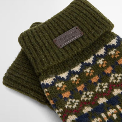 Barbour Marlow Fairisle Knitted Gloves Olive