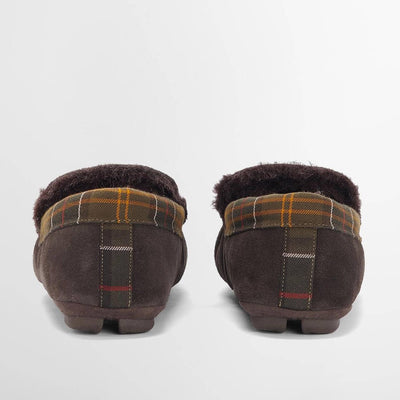Barbour Monty Moccasin House Slippers Brown Suede