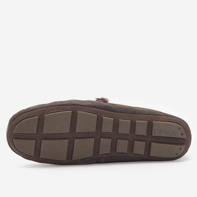 Barbour Monty Moccasin House Slippers Brown Suede