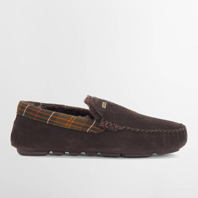 Barbour Monty Moccasin House Slippers Brown Suede