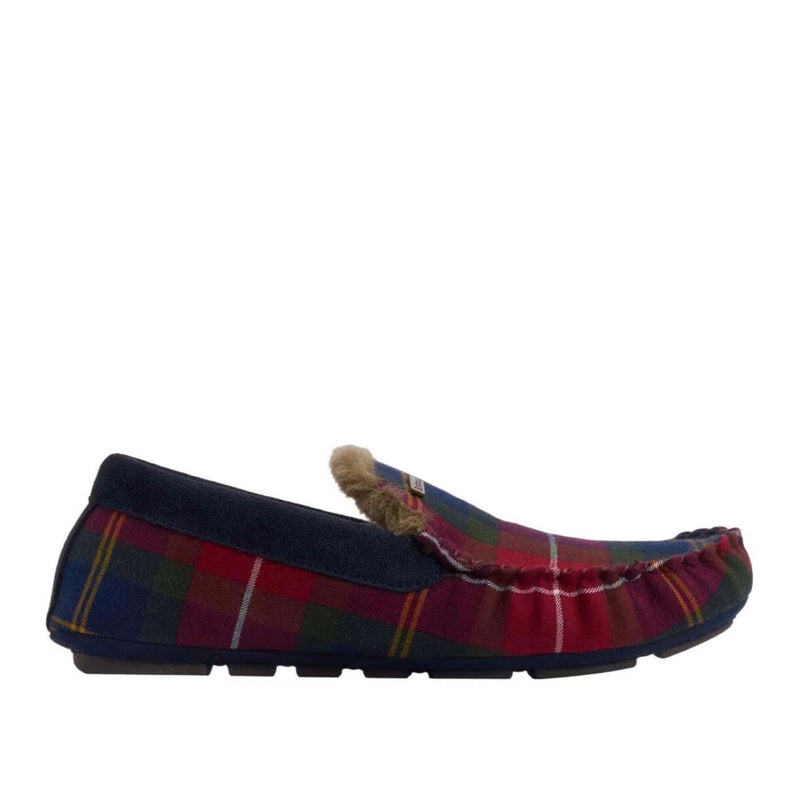 Barbour Monty Moccasin House Slippers Winterberry Tartan