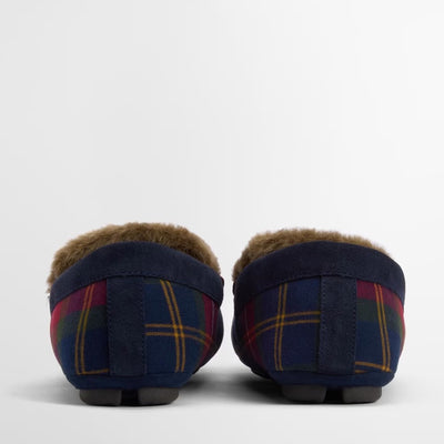 Barbour Monty Moccasin House Slippers Winterberry Tartan