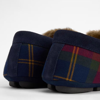 Barbour Monty Moccasin House Slippers Winterberry Tartan