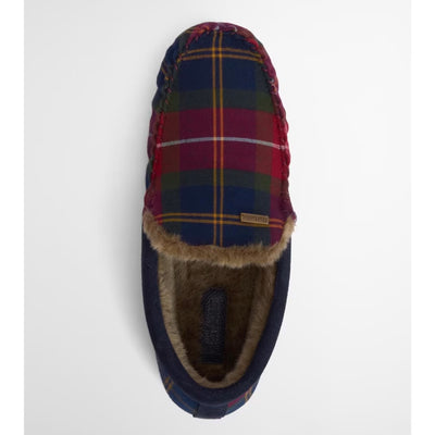 Barbour Monty Moccasin House Slippers Winterberry Tartan