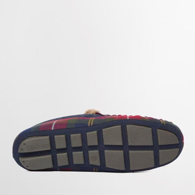 Barbour Monty Moccasin House Slippers Winterberry Tartan