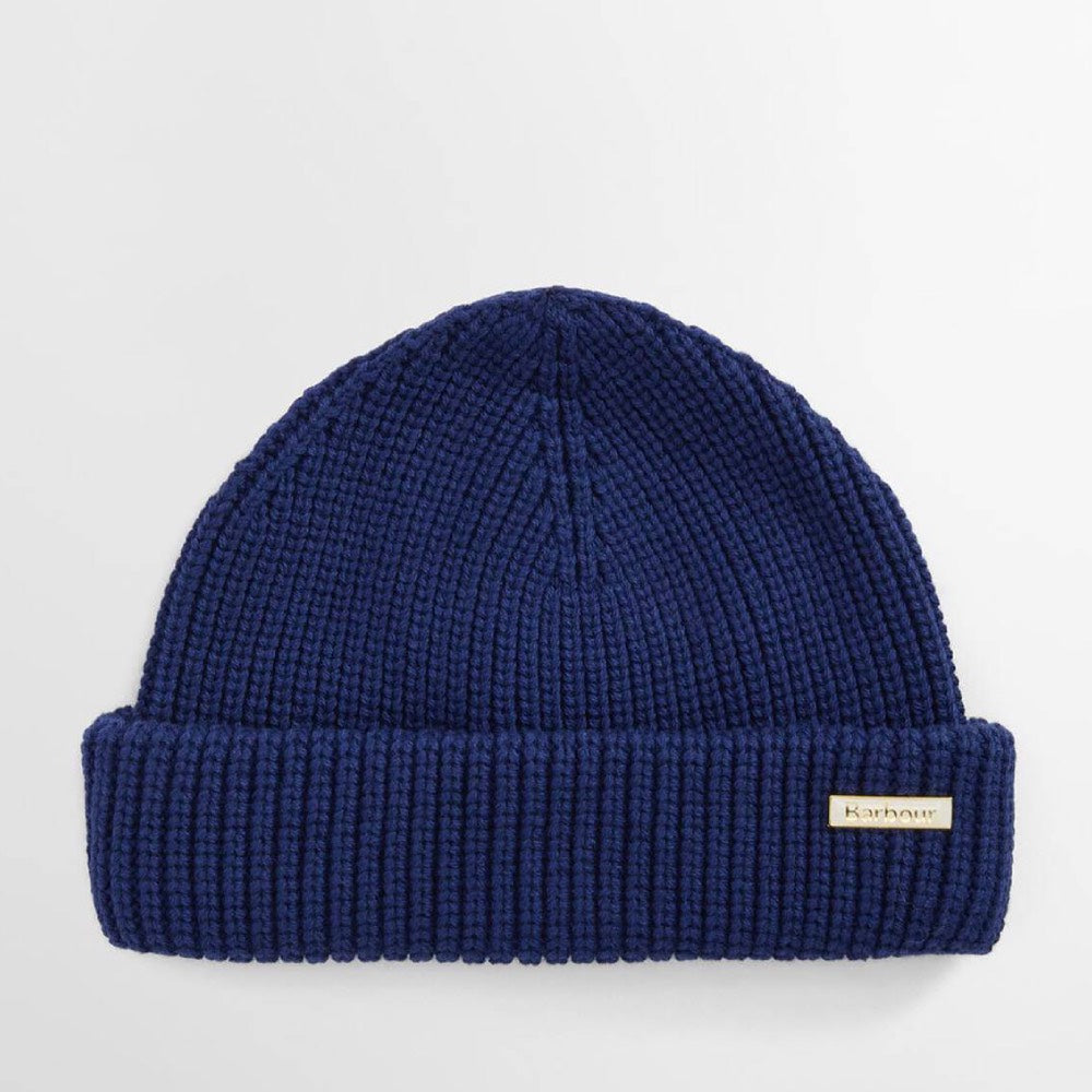 Barbour Mosely Fisherman Beanie Hat Inky Blue